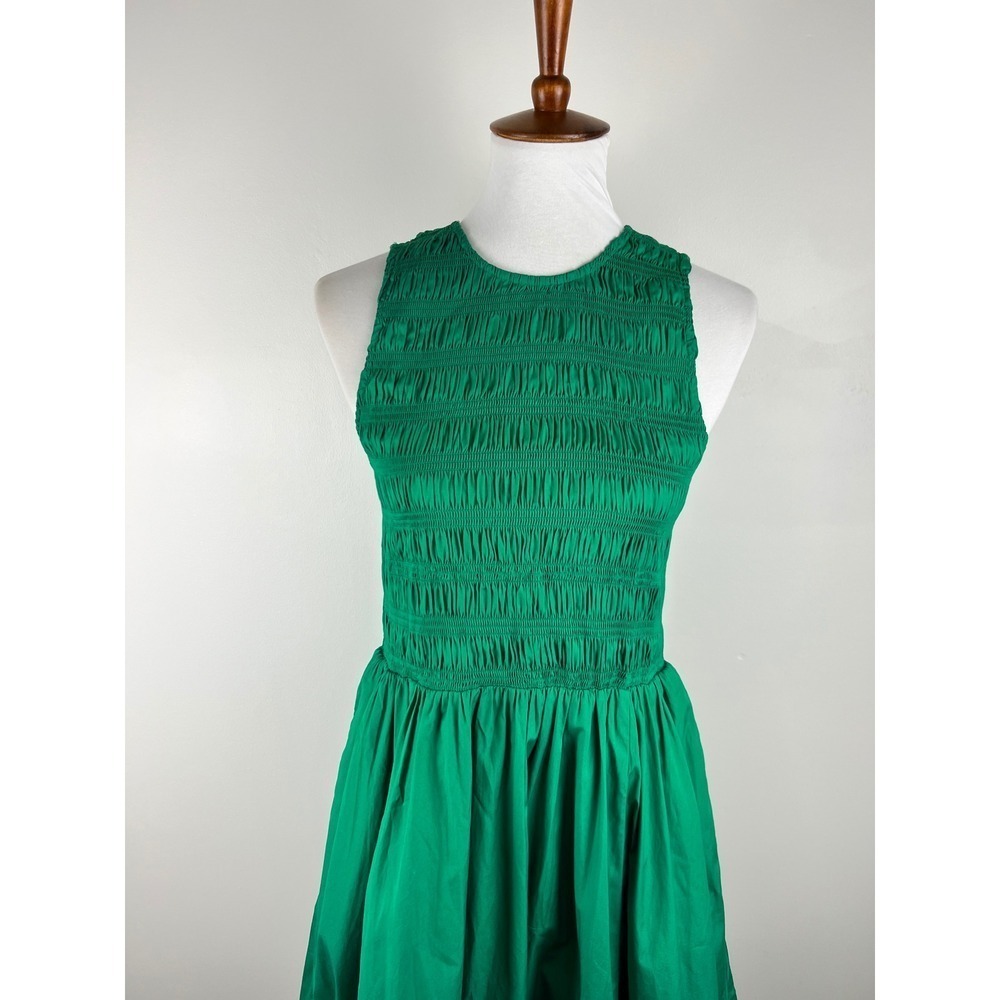 NWT Madewell Smocked Bodice Midi Dress Green Sleeveless Spring Wedding Guest - Picture 13 of 16